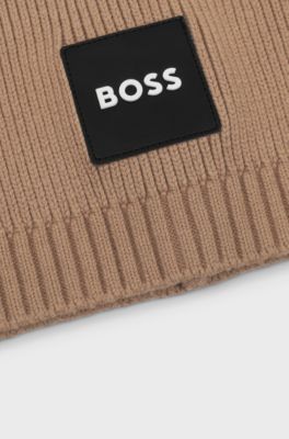 Kids-Kapuzenschal mit Logo-Print, Braun