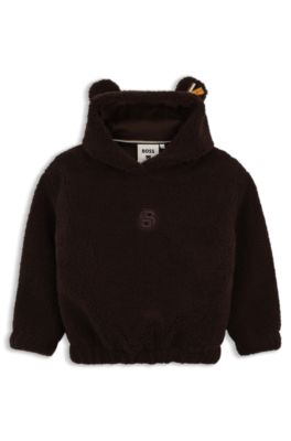 BOSS x Steiff kinderhoodie van sherpafleece met berenoren, Donkerbruin