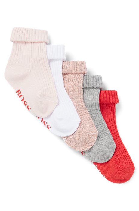 Gift-boxed set of five pairs of baby socks, Red