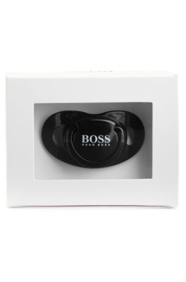 Gift-boxed baby dummy with contrast logo, Black