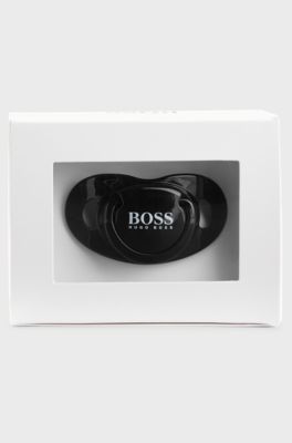 Gift-boxed baby dummy with contrast logo, Black