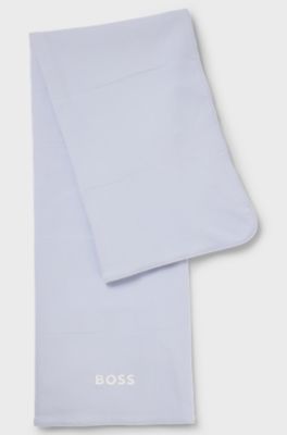 Gift-boxed cotton-jersey baby blanket with logo print, Light Blue