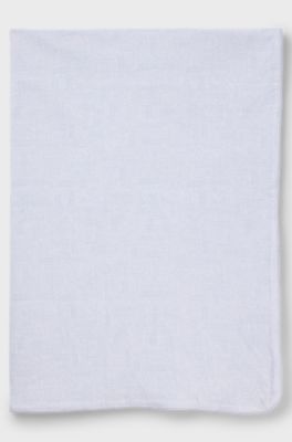 Gift-boxed cotton-jersey baby blanket with logo print, Light Blue