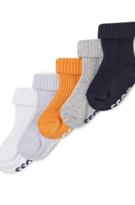Gift-boxed five-pack of baby socks with logo, Dark Blue