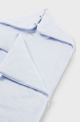 Baby sleeping bag with logo details, Light Blue
