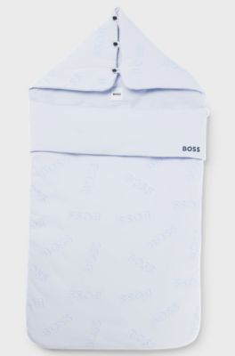 Baby sleeping bag with logo details, Light Blue