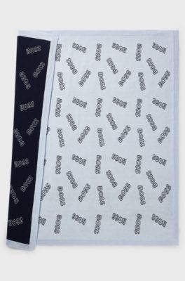 Gift-boxed blanket for babies with jacquard-woven logos, Light Blue