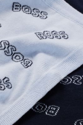 Gift-boxed blanket for babies with jacquard-woven logos, Light Blue