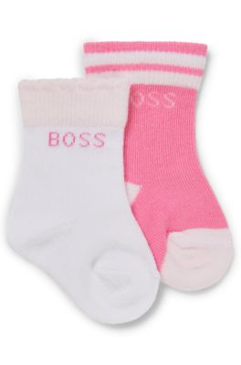 Baby socks in a cotton blend with contrast logo, White