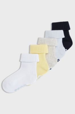 Gift-boxed five-pack of baby logo socks, Dark Blue