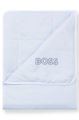 Gift-boxed jersey blanket for babies with signature prints, Light Blue