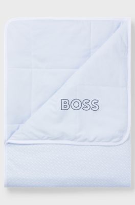 Gift-boxed jersey blanket for babies with signature prints, Light Blue