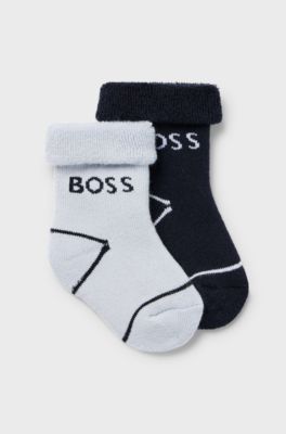 Two-pack of baby socks with jacquard-woven logos, Dark Blue