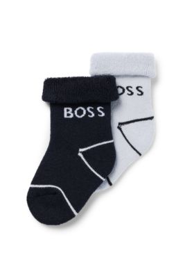 Two-pack of baby socks with jacquard-woven logos, Dark Blue