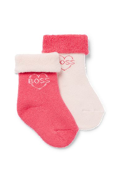 Baby-Socken mit Logo-Artwork im Zweier-Pack, Hellrosa