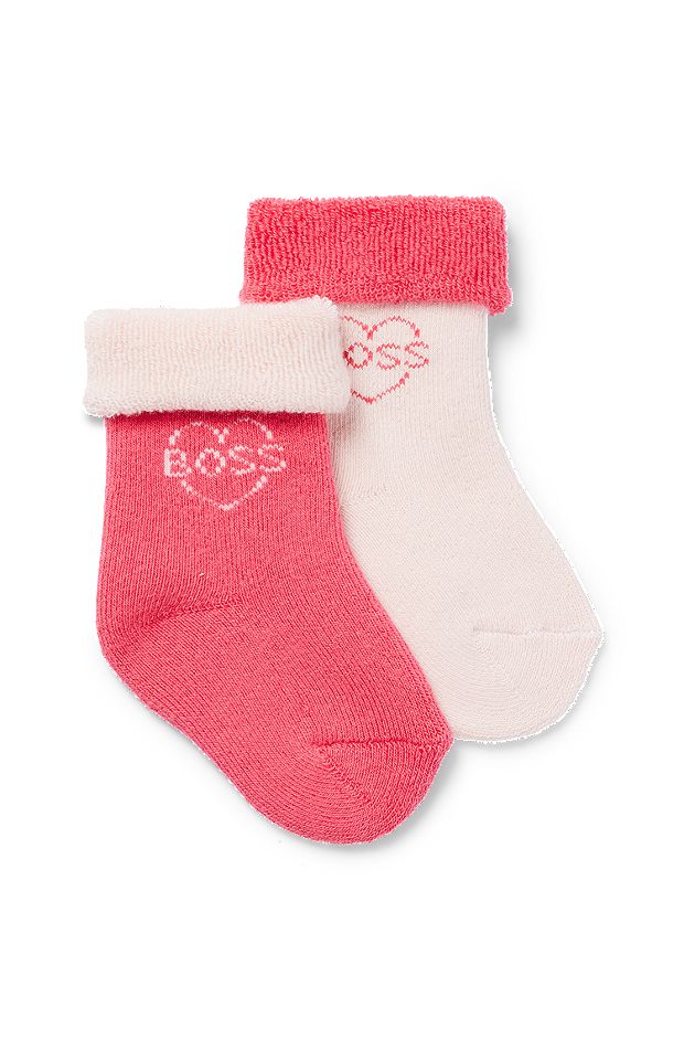 Two-pack of baby socks with logo artwork, light pink