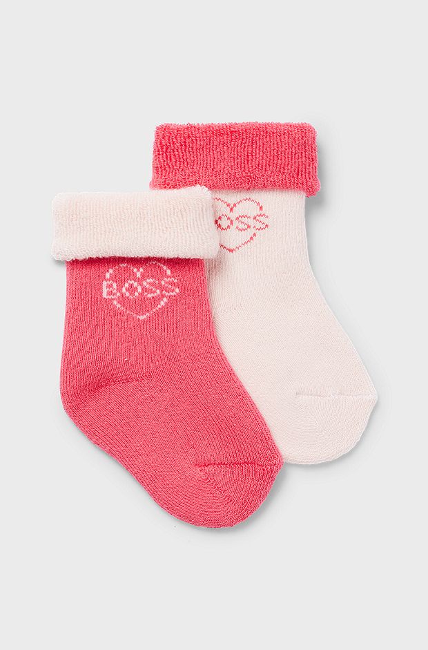 Two-pack of baby socks with logo artwork, light pink