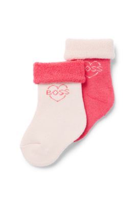 Two-pack of baby socks with logo artwork, light pink