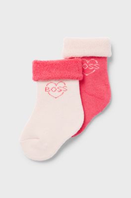 Two-pack of baby socks with logo artwork, light pink
