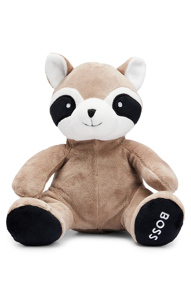 Baby red panda cuddly toy with embroidered logos, Brown