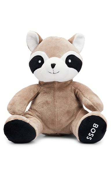 Baby red panda cuddly toy with embroidered logos, Brown