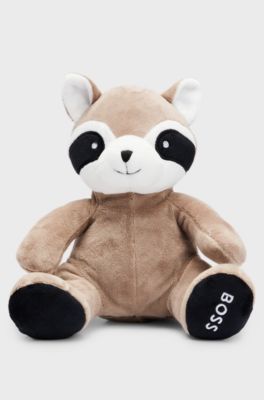 Baby red panda cuddly toy with embroidered logos, Brown
