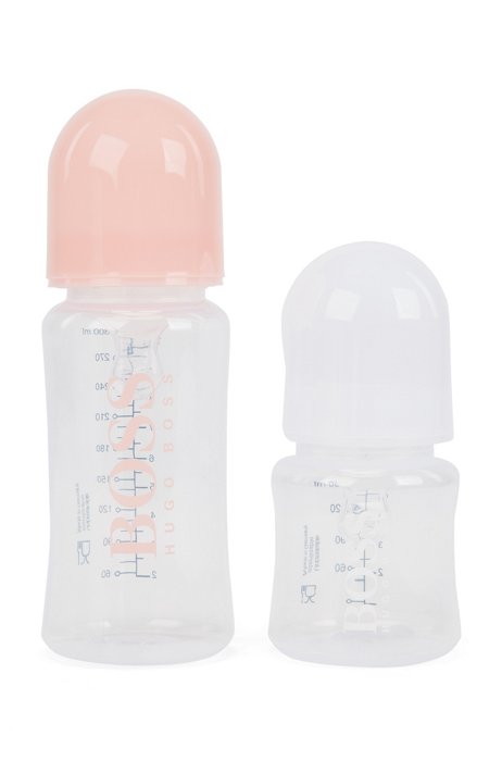 Coffret cadeau composé de deux biberons sans BPA pour bébé, Rose clair