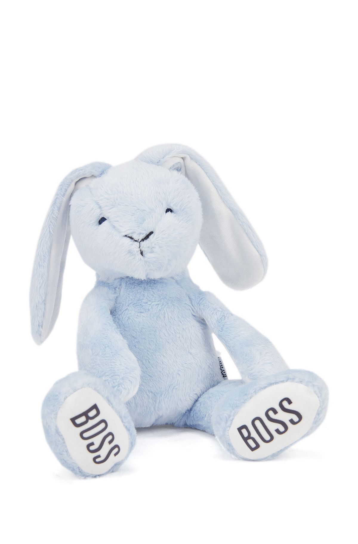 Baby bunny toy in faux fur with printed logos, Light Blue