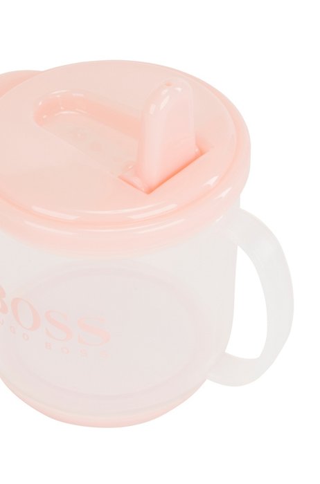 Tasse pour bébé en plastique sans BPA à logo imprimé, Rose clair