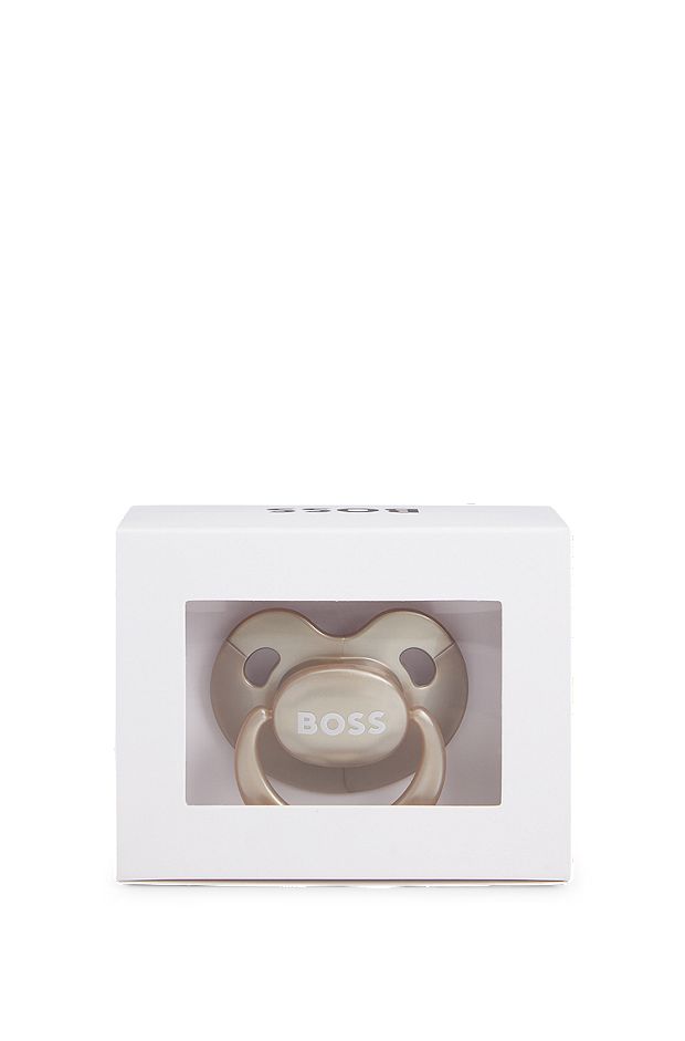 Gift-boxed logo dummy for babies, Beige