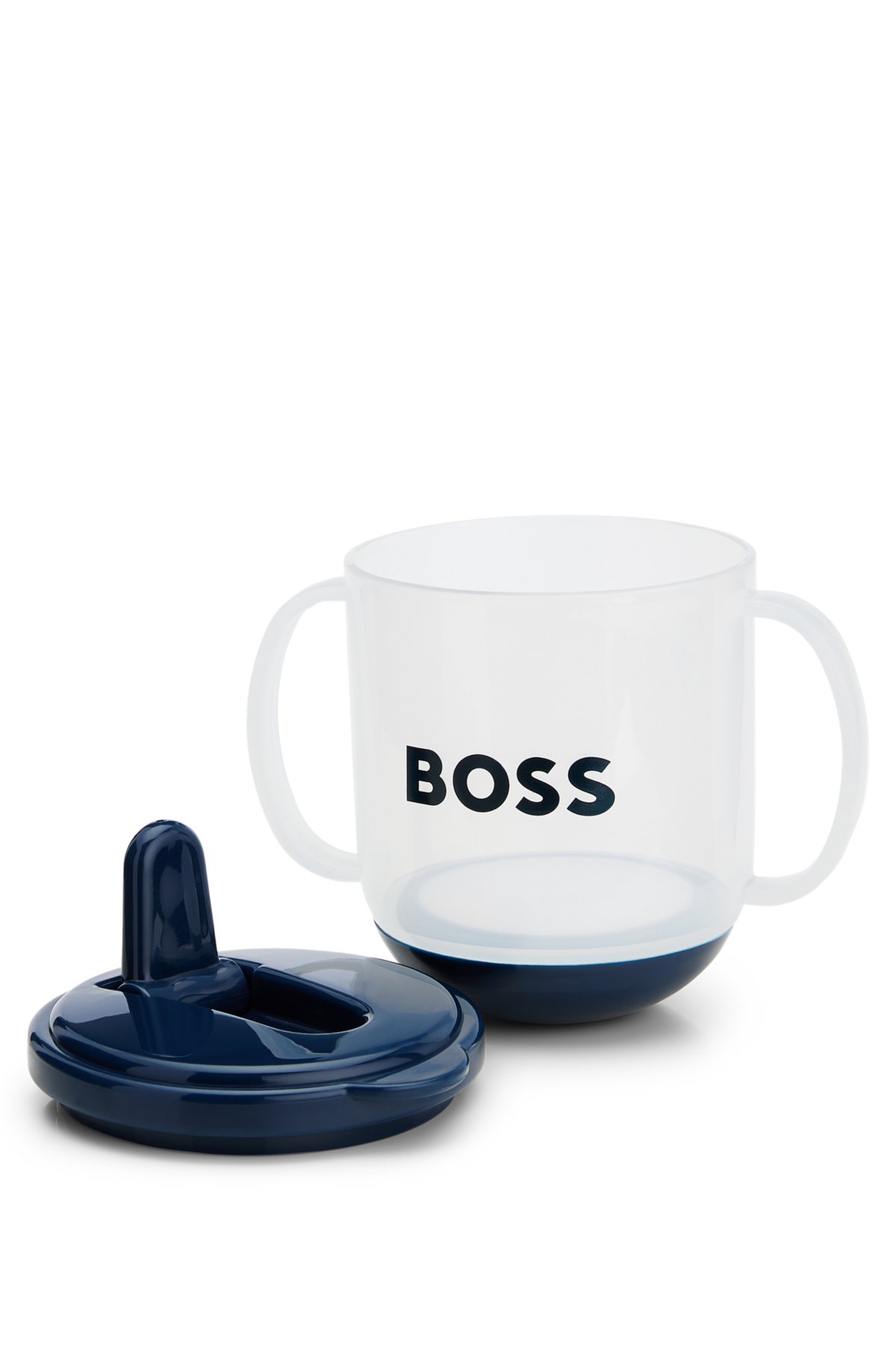 Gift-boxed cup for babies with handles and logo, Dark Blue