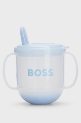Bekertje voor baby&rsquo;s met oortjes en logo in een cadeaubox, Lichtblauw