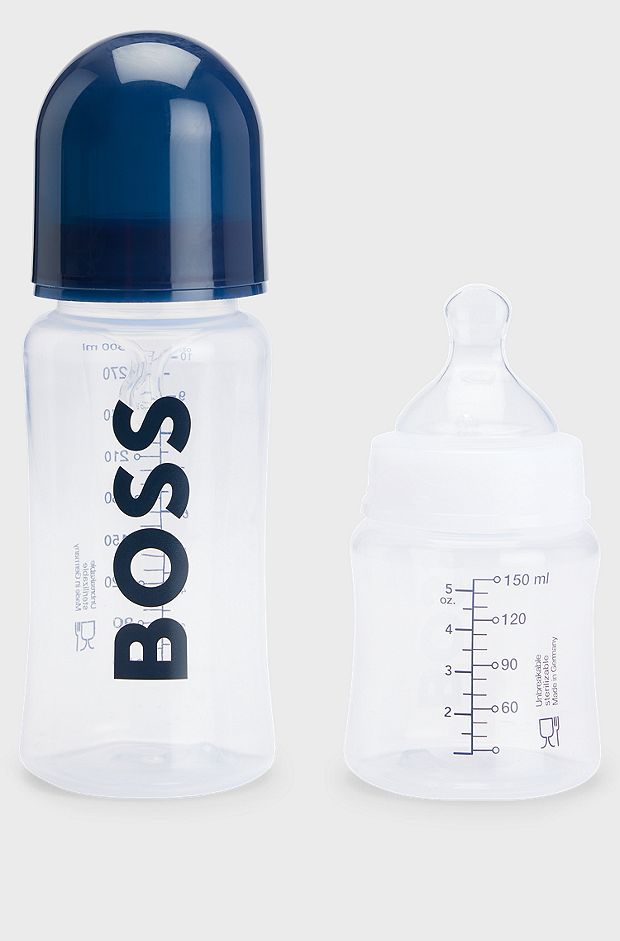 Gift-boxed set of two BPA-free baby bottles, Dark Blue
