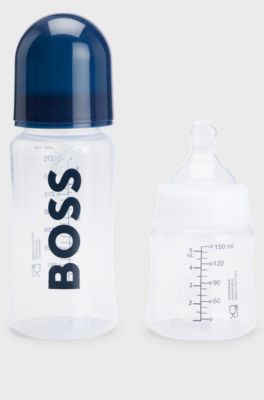 Set per neonati con due biberon BPA-free in confezione regalo, Blu scuro