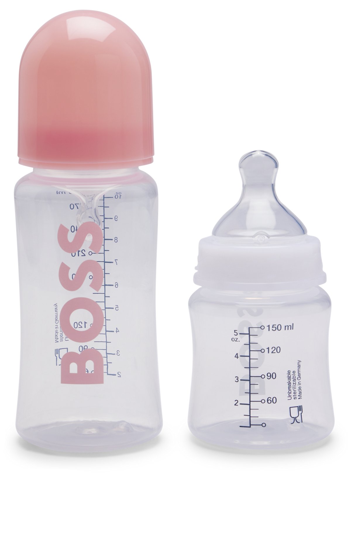 Gift-boxed set of two BPA-free baby bottles, light pink