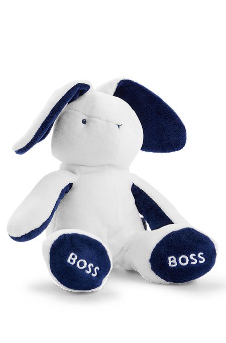 Baby faux-fur cuddly toy with embroidered logos, White