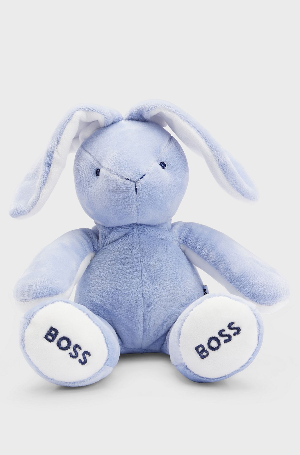 Baby faux-fur cuddly toy with embroidered logos, Light Blue