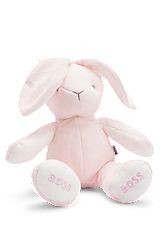Baby faux-fur cuddly toy with embroidered logos, light pink