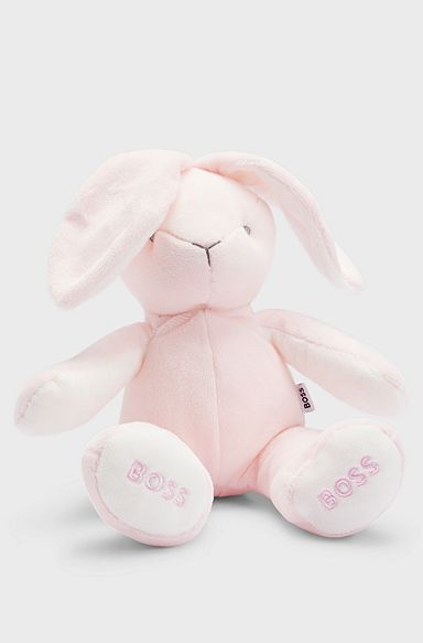 Baby faux-fur cuddly toy with embroidered logos, light pink