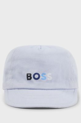 Baby reversible cap in lightweight cotton with logo details, Light Blue