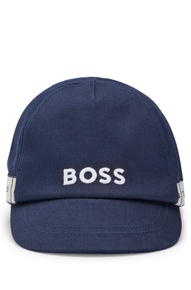Baby cap in cotton twill with logo details, Dark Blue