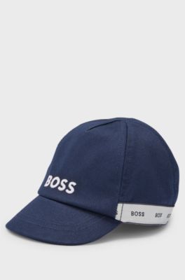 Baby cap in cotton twill with logo details, Dark Blue