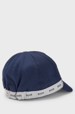 Baby cap in cotton twill with logo details, Dark Blue