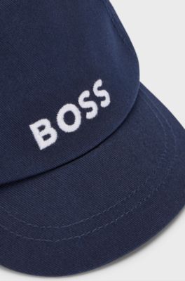 Baby cap in cotton twill with logo details, Dark Blue