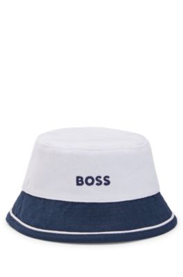 Baby reversible bucket hat in cotton with logo details, Dark Blue