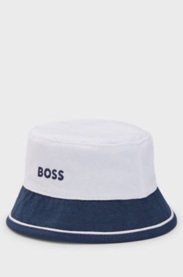 Baby reversible bucket hat in cotton with logo details, Dark Blue