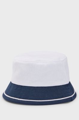 Baby reversible bucket hat in cotton with logo details, Dark Blue