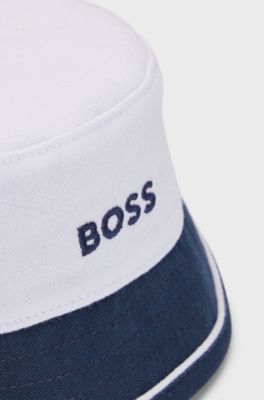 Baby reversible bucket hat in cotton with logo details, Dark Blue