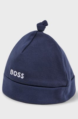 Baby hat in pure cotton with printed logo, Dark Blue