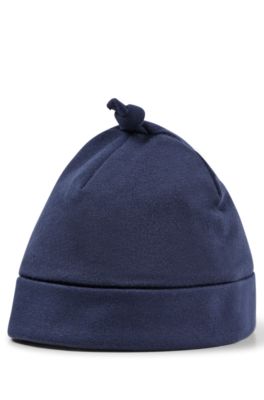 Baby hat in pure cotton with printed logo, Dark Blue
